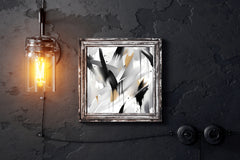 Cross Black and Grey Brush Strokes Abstract Wall Art