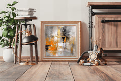 Vibrant Orange and Black Brush Strokes Abstract Wall Art