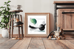 Green and Black Symmetry Abstract Wall Art