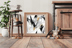 Cross Black and Grey Brush Strokes Abstract Wall Art