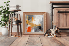 Orange and Gold Acrylic Brush Strokes Abstract Wall Art - beink online art store