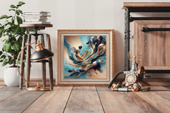 Fancy 3D Ocean Blue Abstract Wall Art