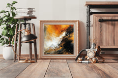 Orange and Black Background Abstract Wall Art