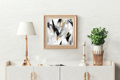 Cross Black and Grey Brush Strokes Abstract Wall Art