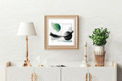 Green and Black Symmetry Abstract Wall Art