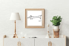 Dachshund Dog Illustration Modern Wall Art