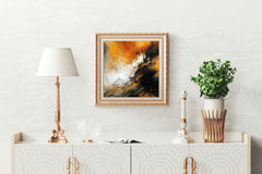 Orange and Black Background Abstract Wall Art