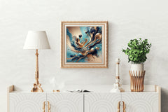 Fancy 3D Ocean Blue Abstract Wall Art