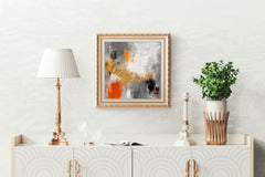 Orange and Gold Acrylic Brush Strokes Abstract Wall Art - beink online art store