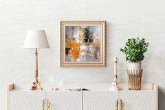 Vibrant Orange and Black Brush Strokes Abstract Wall Art