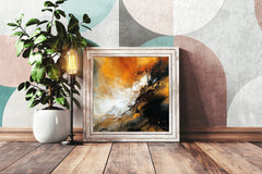 Orange and Black Background Abstract Wall Art