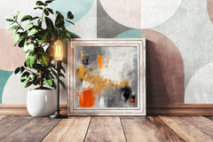 Orange and Gold Acrylic Brush Strokes Abstract Wall Art - beink online art store