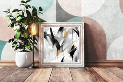 Cross Black and Grey Brush Strokes Abstract Wall Art