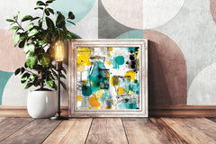 Glass Shapes With Water Color Background Abstract Wall Art