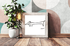 Dachshund Dog Illustration Modern Wall Art