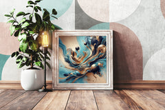 Fancy 3D Ocean Blue Abstract Wall Art