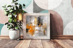 Vibrant Orange and Black Brush Strokes Abstract Wall Art